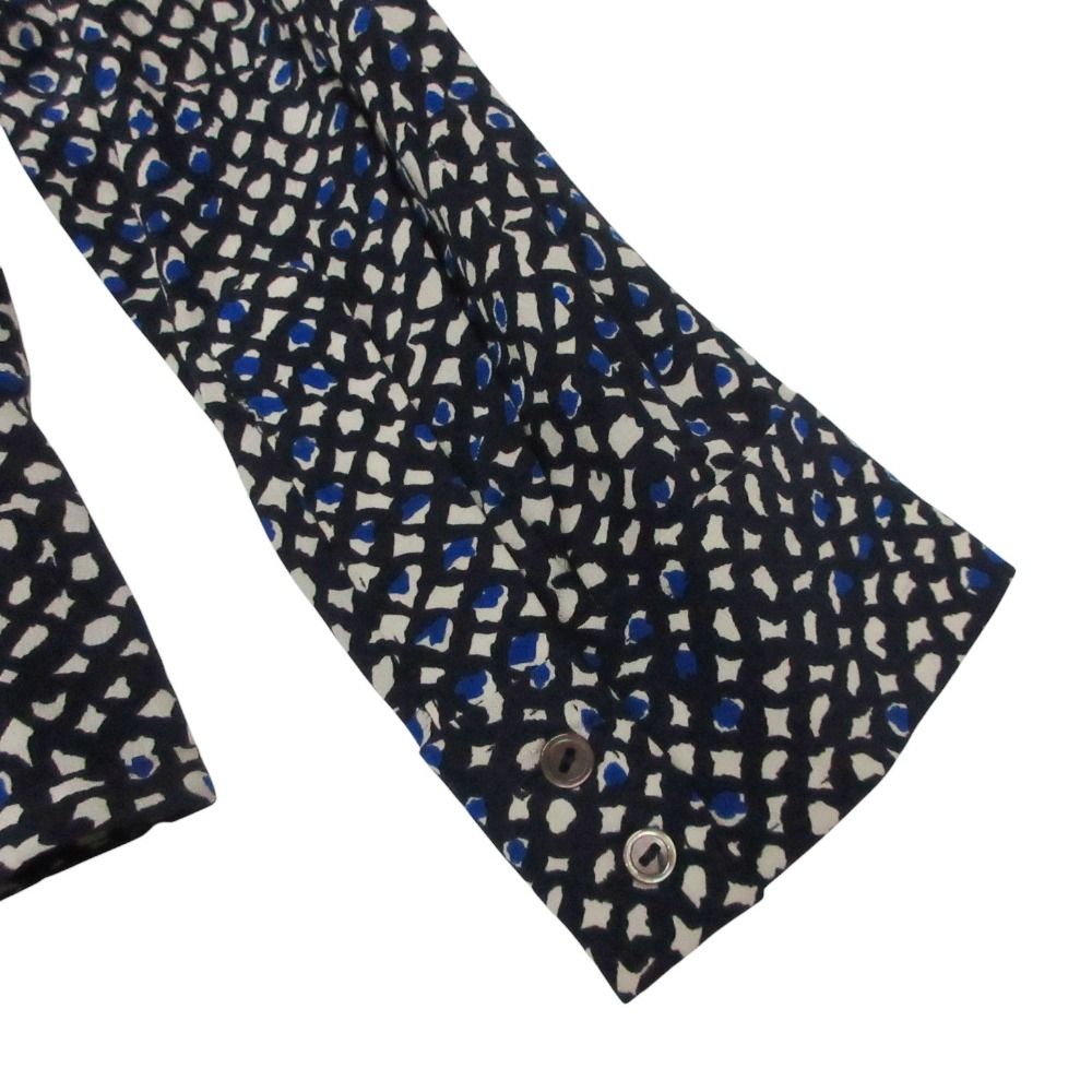 Louis Vuitton Blouse Silk All Over Pattern Shirt Top Long Sleeve Puff Navy — view 7