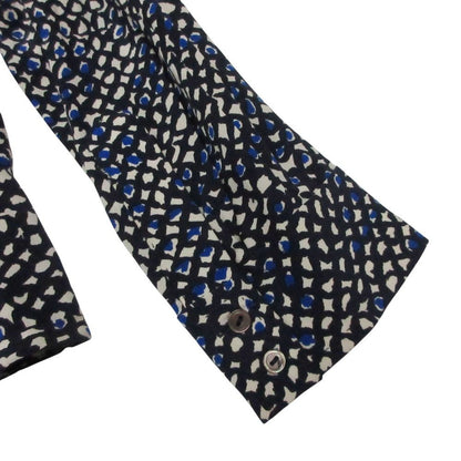 Louis Vuitton Blouse Silk All Over Pattern Shirt Top Long Sleeve Puff Navy — view 7