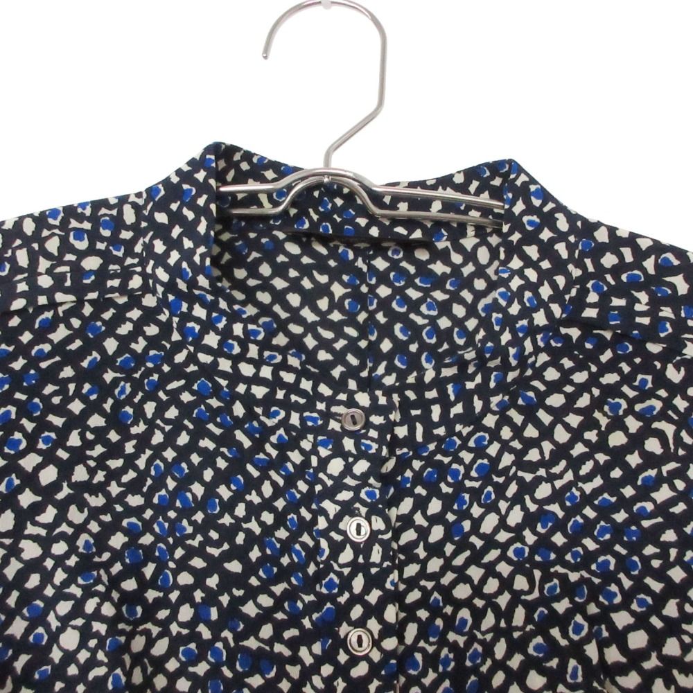 Louis Vuitton Blouse Silk All Over Pattern Shirt Top Long Sleeve Puff Navy — view 6