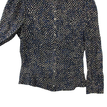 Louis Vuitton Blouse Silk All Over Pattern Shirt Top Long Sleeve Puff Navy — view 4
