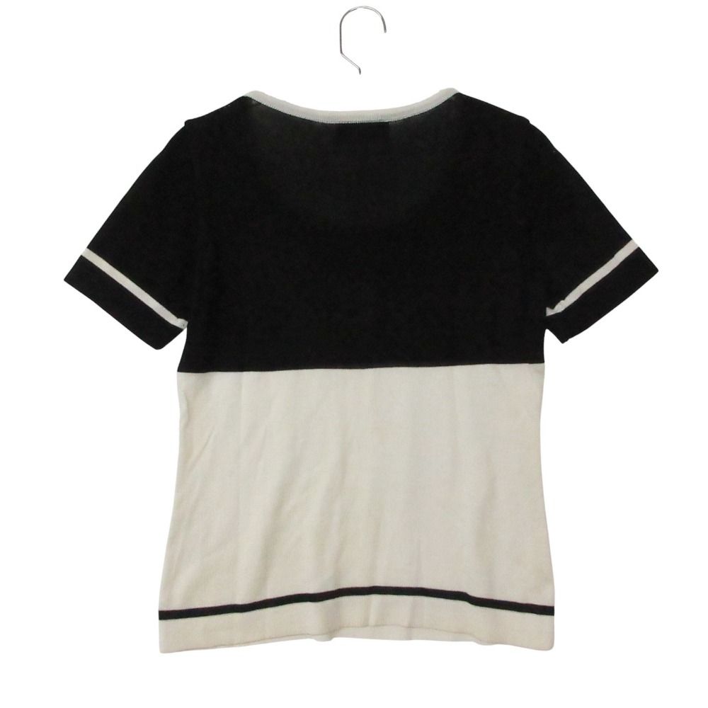 Fendi Knit Logo Bicolor Top Short Sleeve Top Black Sweater — view 2