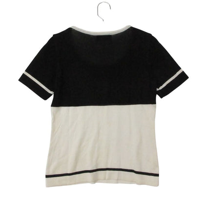 Fendi Knit Logo Bicolor Top Short Sleeve Top Black Sweater — view 2