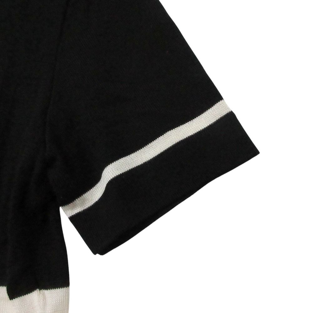 Fendi Knit Logo Bicolor Top Short Sleeve Top Black Sweater — view 5
