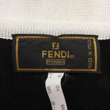 Fendi Knit Logo Bicolor Top Short Sleeve Top Black Sweater — view 3