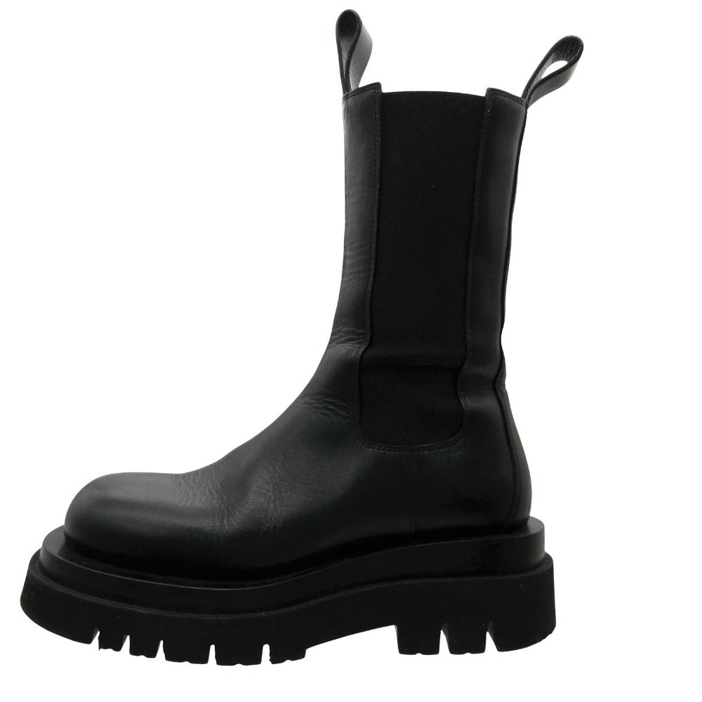 Bottega Veneta Boots Leather Lug Chelsea Side Gore Long Black