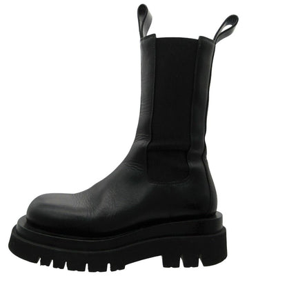 Bottega Veneta Boots Leather Lug Chelsea Side Gore Long Black