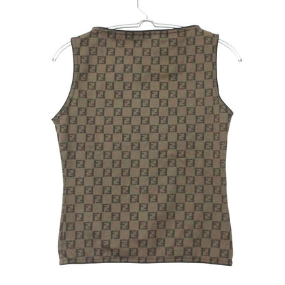 Fendi Top Zucca Pattern Allover Sleeveless Stretch Top Brown — view 2