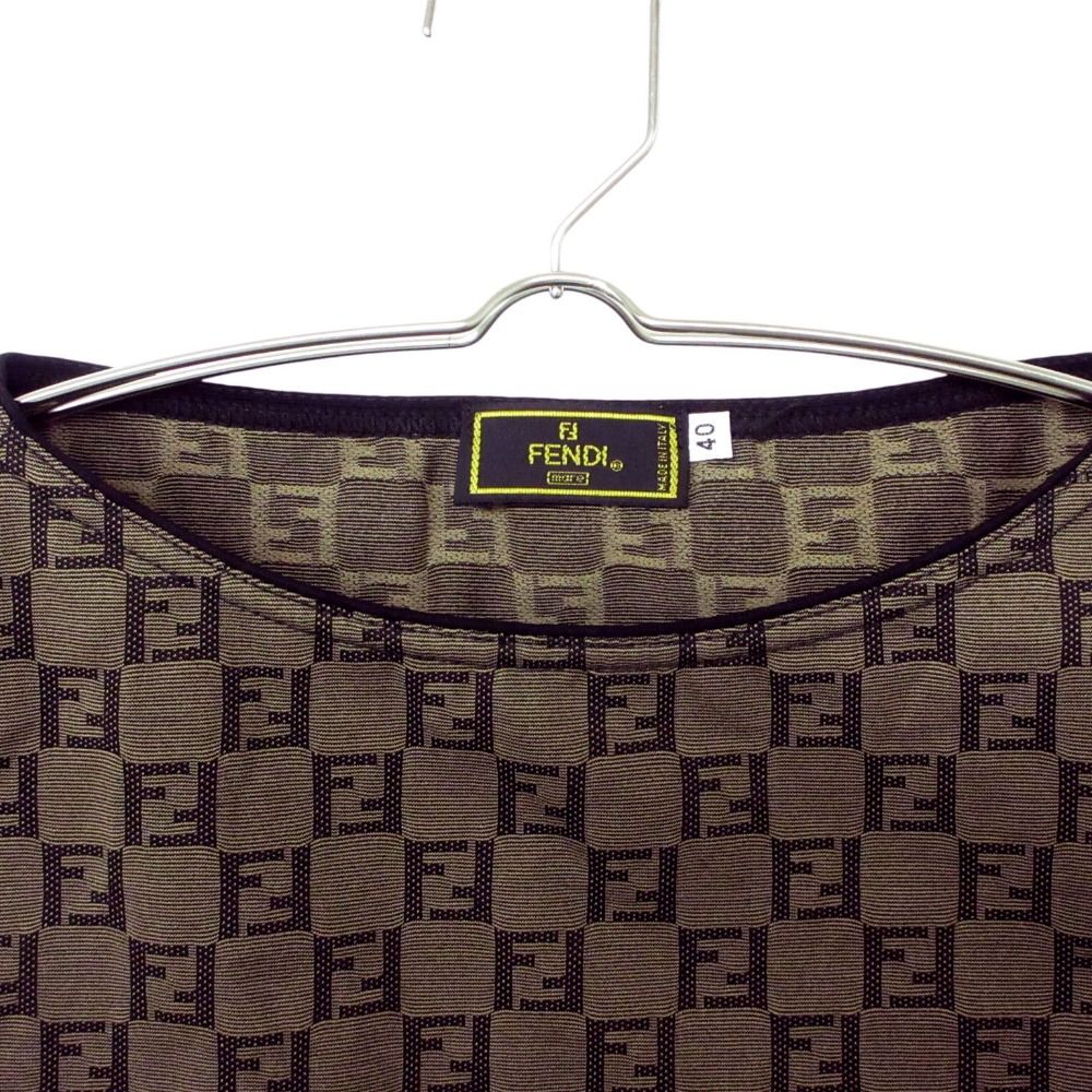 Fendi Top Zucca Pattern Allover Sleeveless Stretch Top Brown — view 3