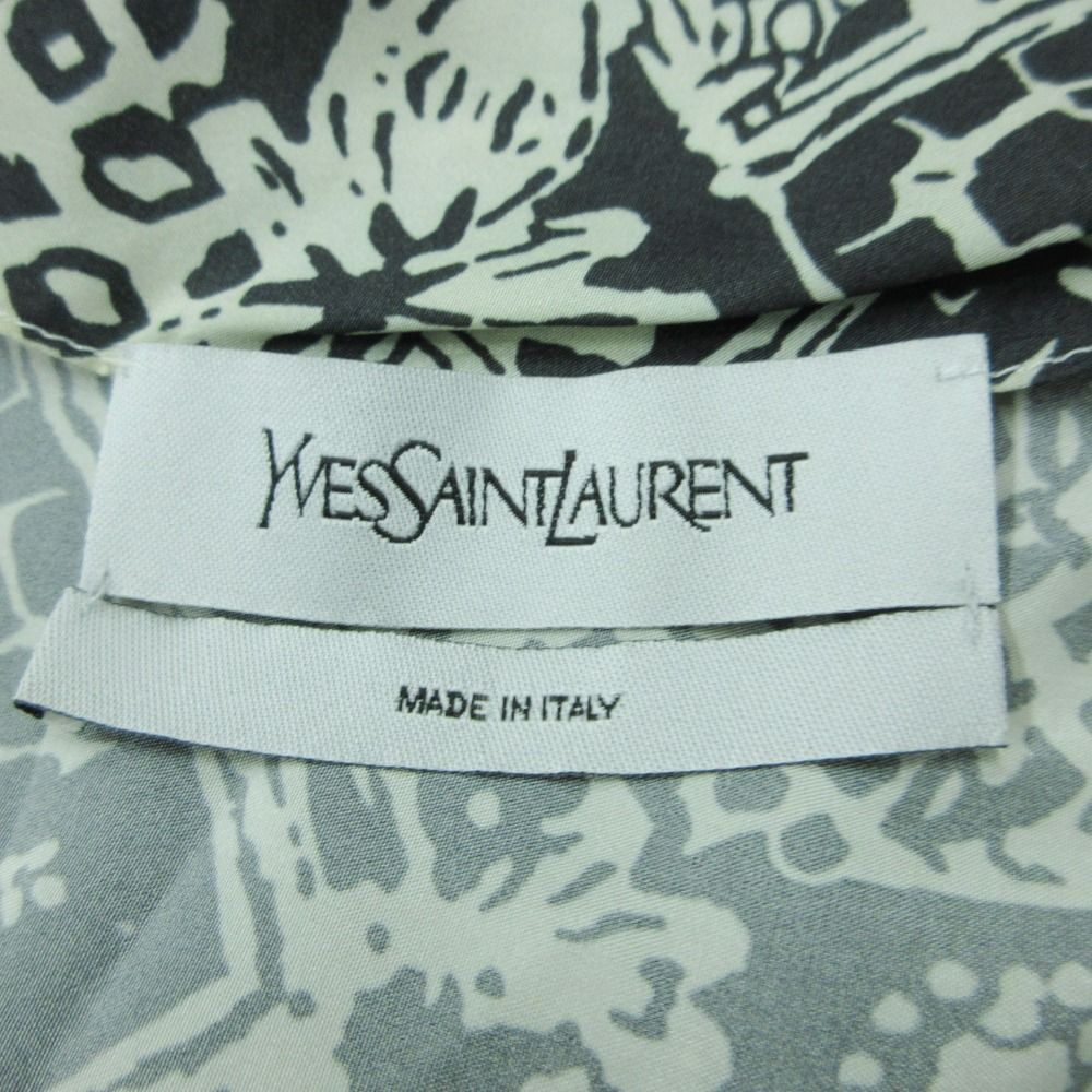 Saint Laurent Yves Dress All Over Pattern Silk 100% Geometric Deformation White — view 7