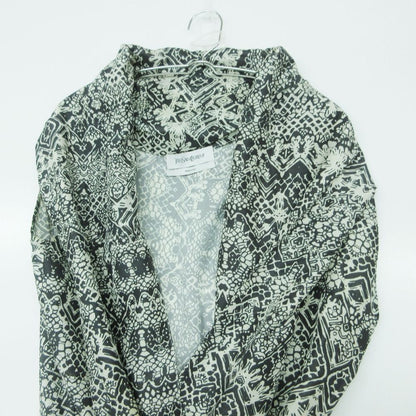 Saint Laurent Yves Dress All Over Pattern Silk 100% Geometric Deformation White — view 3
