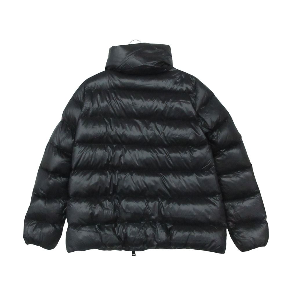 Moncler Down Jacket Nylon Front Zip High Neck Embroidery Logo Navy — view 2