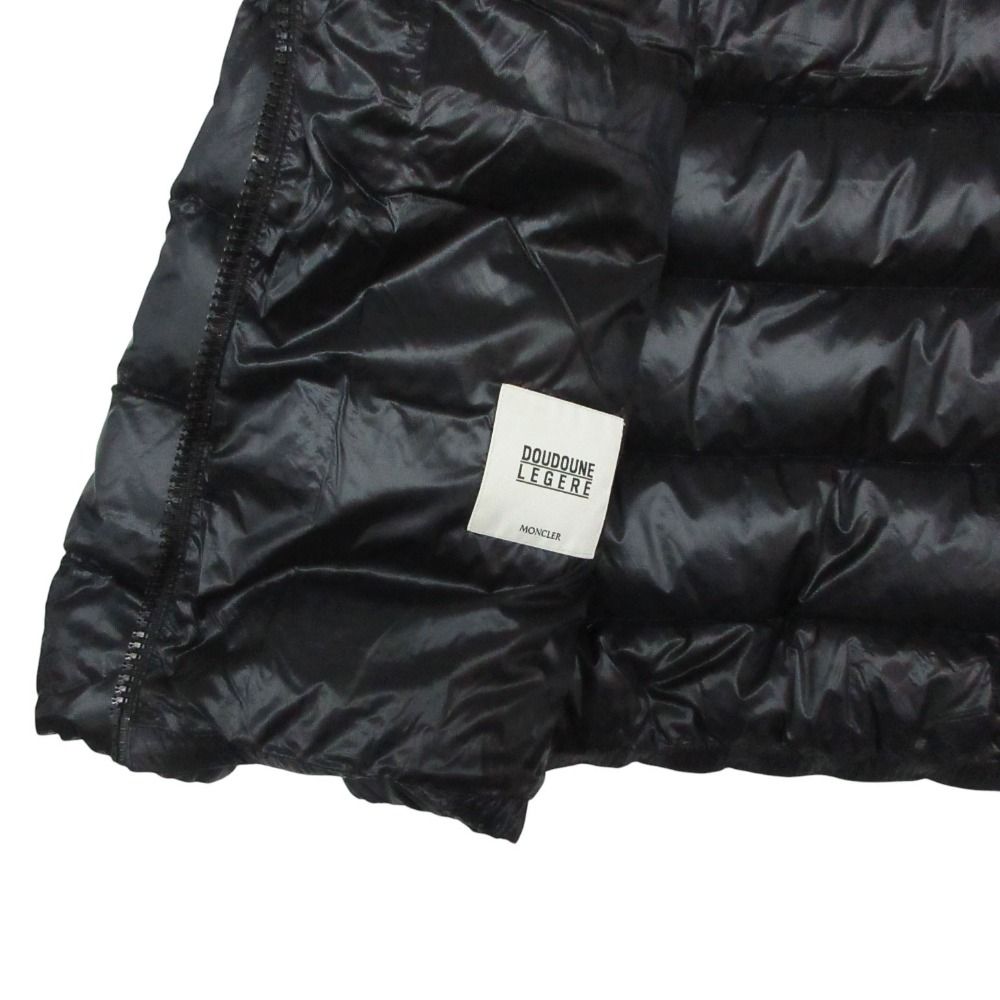 Moncler Down Jacket Nylon Front Zip High Neck Embroidery Logo Navy — view 5