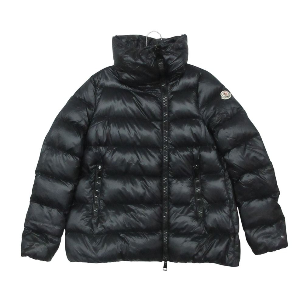 Moncler Down Jacket Nylon Front Zip High Neck Embroidery Logo Navy