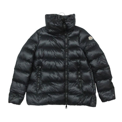 Moncler Down Jacket Nylon Front Zip High Neck Embroidery Logo Navy