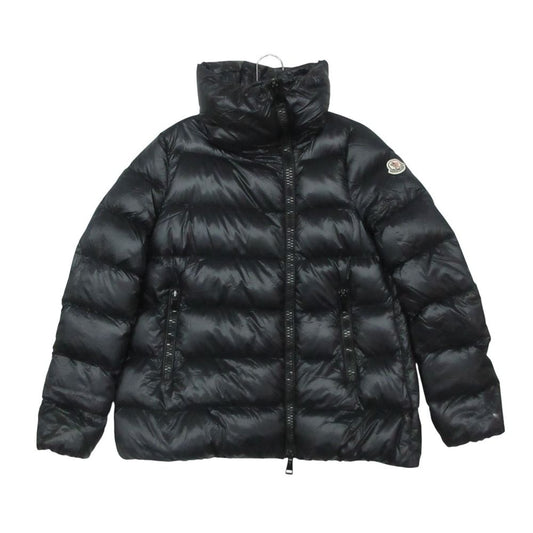 Moncler Down Jacket Nylon Front Zip High Neck Embroidery Logo Navy