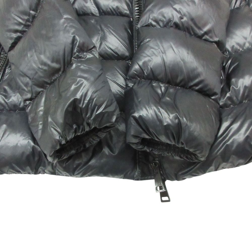 Moncler Down Jacket Nylon Front Zip High Neck Embroidery Logo Navy — view 8