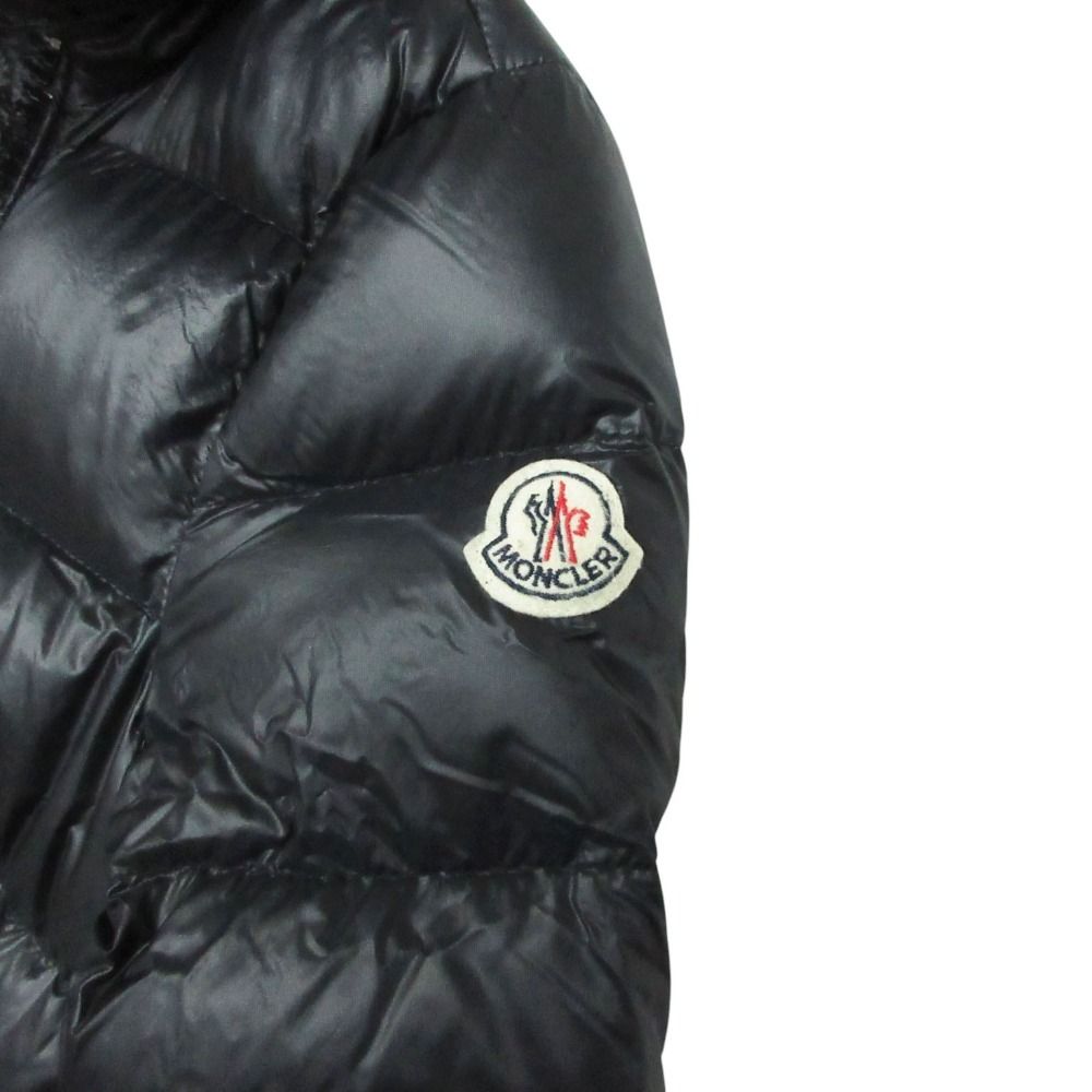 Moncler Down Jacket Nylon Front Zip High Neck Embroidery Logo Navy — view 7