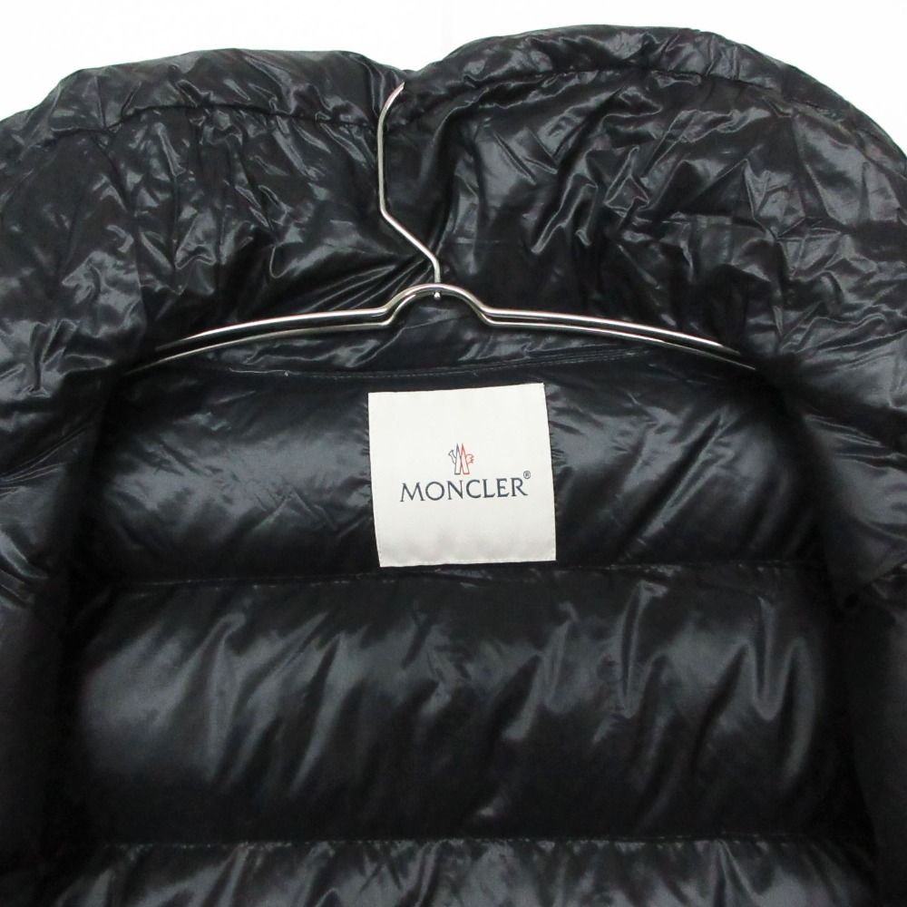 Moncler Down Jacket Nylon Front Zip High Neck Embroidery Logo Navy — view 4