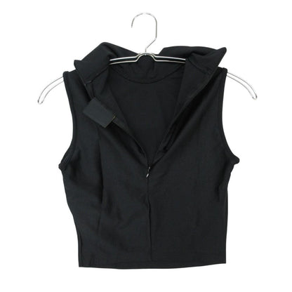 Fendi Top Logo High Neck Stretch Top Sleeveless Y2k One Point Black — view 3