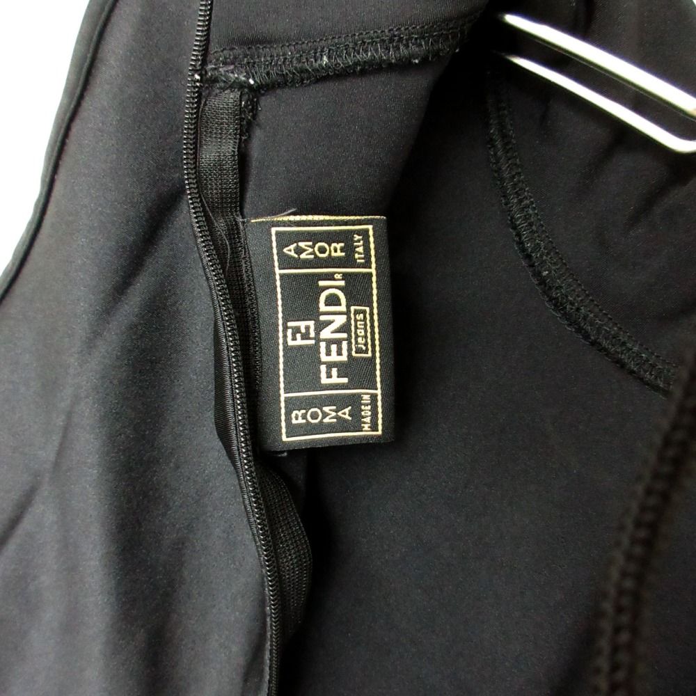 Fendi Top Logo High Neck Stretch Top Sleeveless Y2k One Point Black — view 4