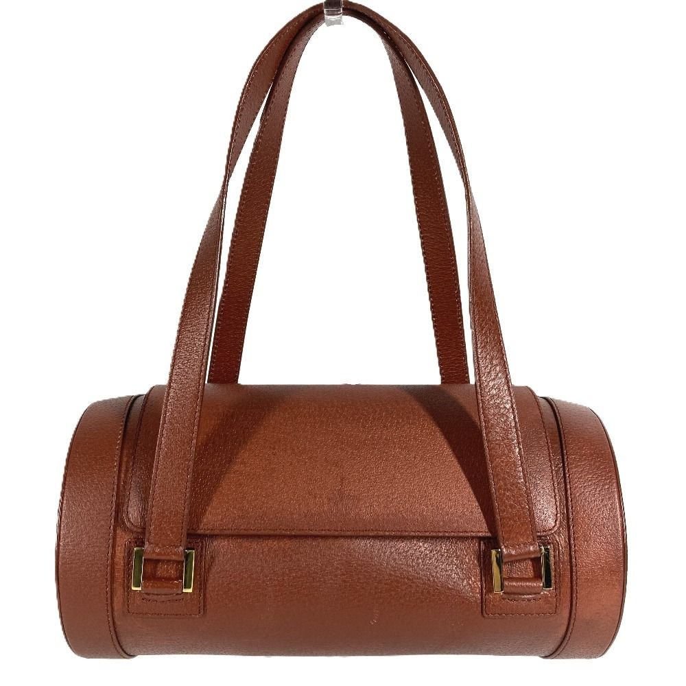 Bvlgari Shoulder Bag Logo Leather Brown