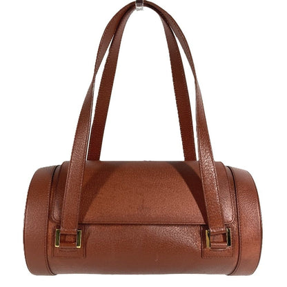 Bvlgari Shoulder Bag Logo Leather Brown