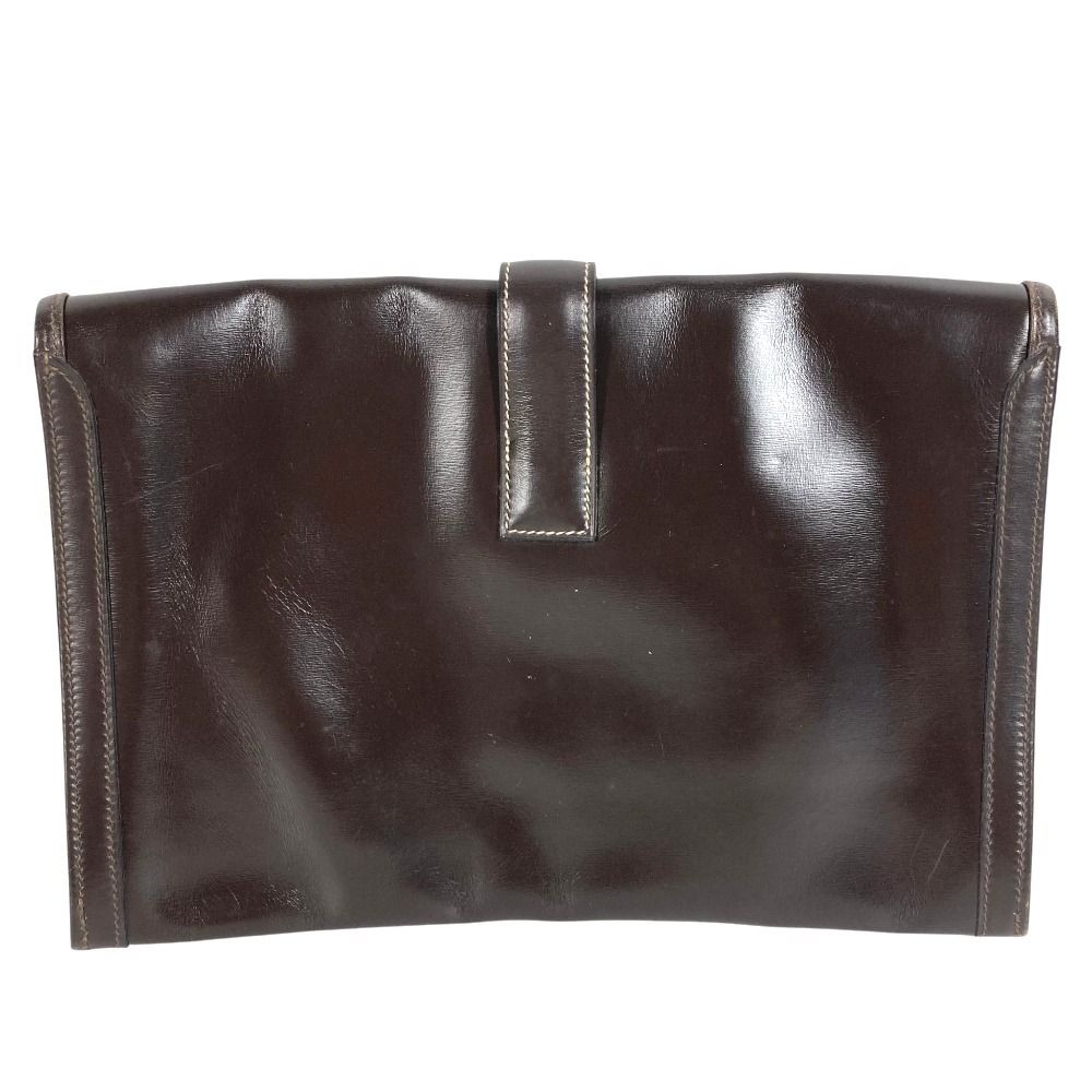 Hermes Clutch Jije PM Leather Dark Brown — view 2