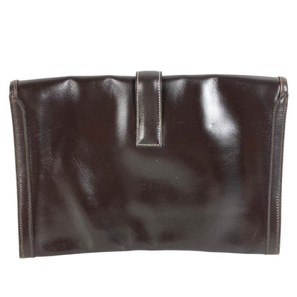Hermes Clutch Jije PM Leather Dark Brown — view 2