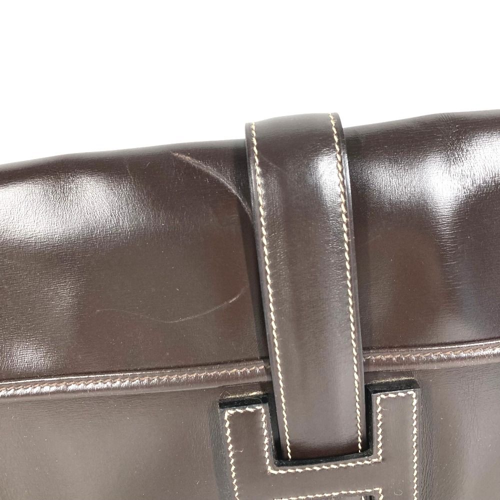 Hermes Clutch Jije PM Leather Dark Brown — view 3