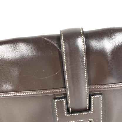 Hermes Clutch Jije PM Leather Dark Brown — view 3