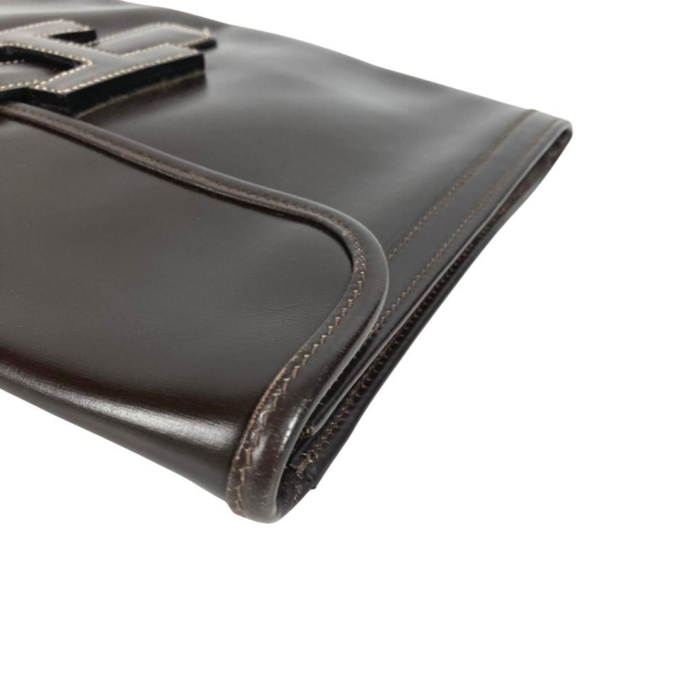 Hermes Clutch Jije PM Leather Dark Brown — view 4