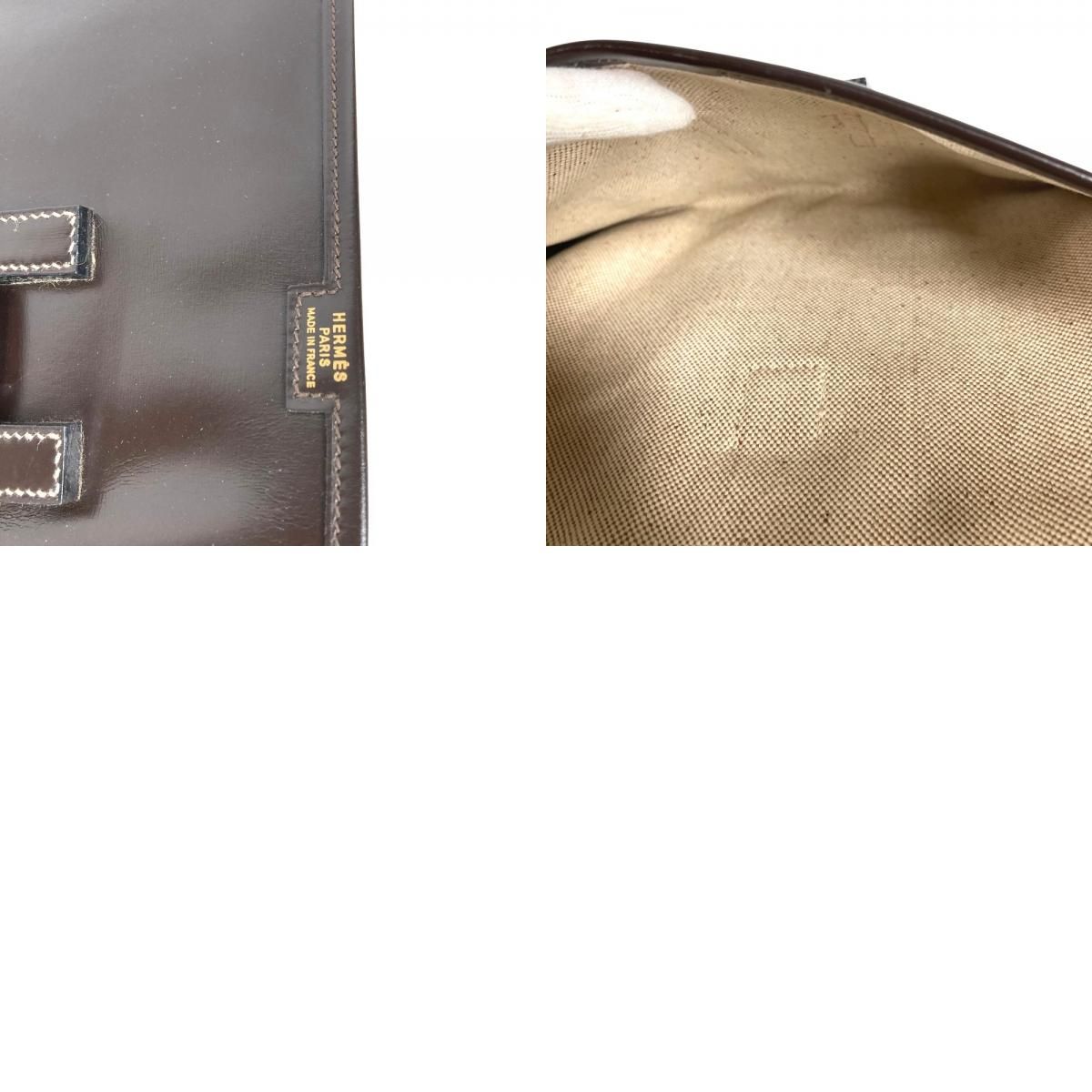 Hermes Clutch Jije PM Leather Dark Brown — view 9