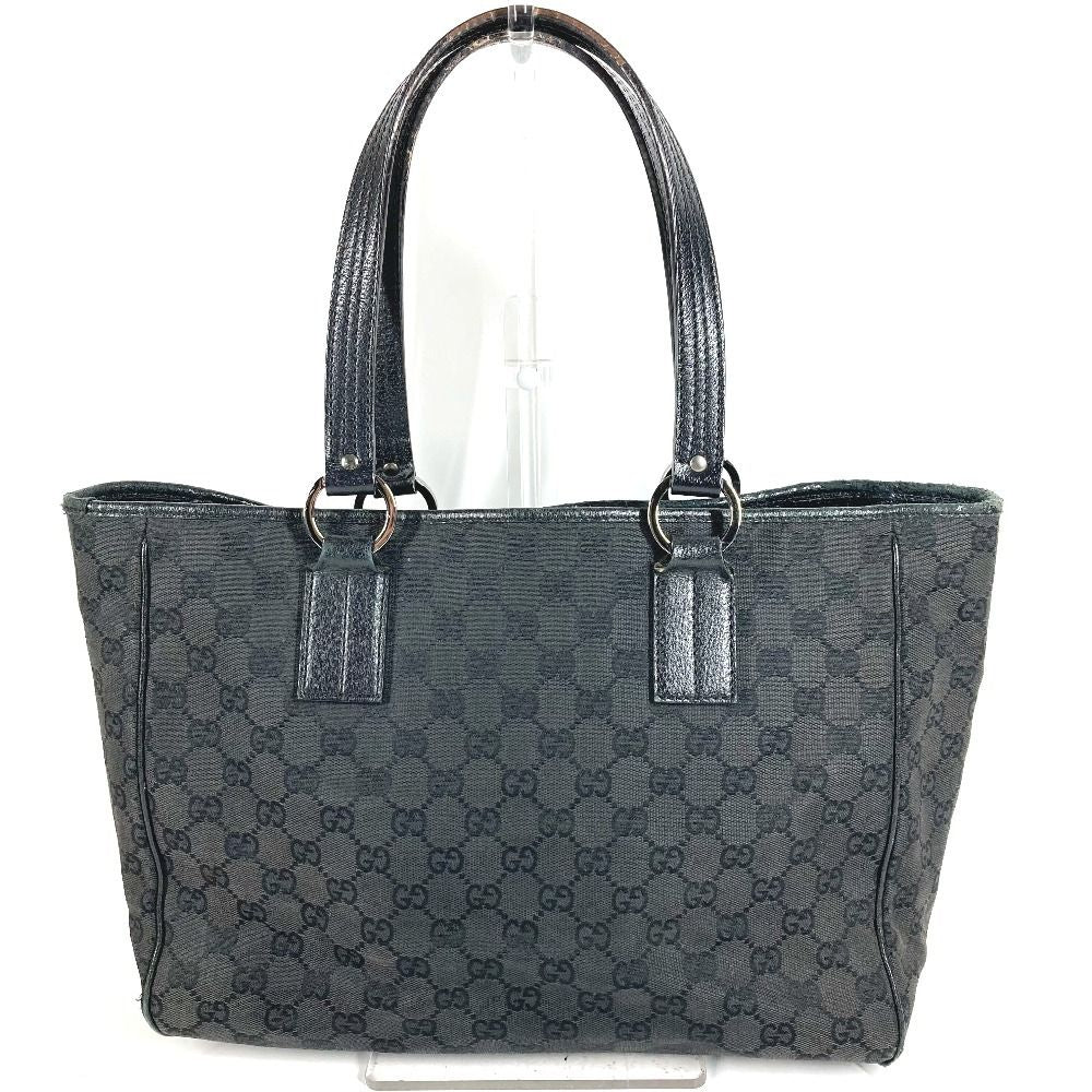 Gucci Shoulder Bag Logo GG Canvas Leather Black