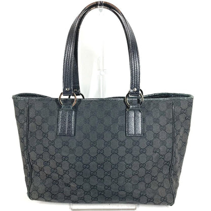 Gucci Shoulder Bag Logo GG Canvas Leather Black
