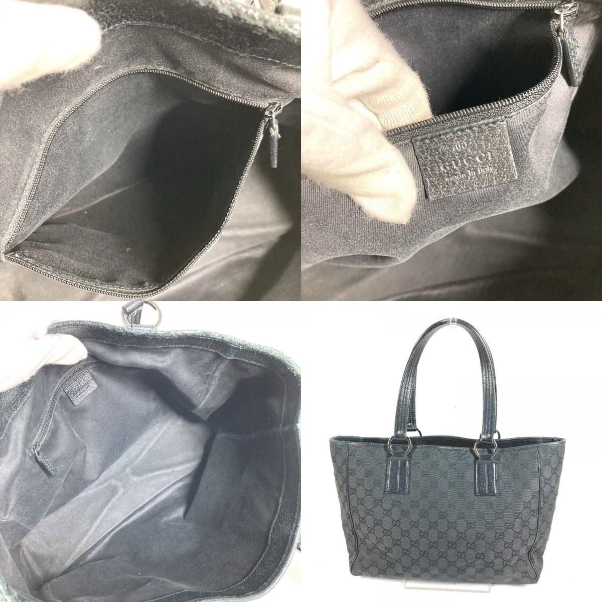 Gucci Shoulder Bag Logo GG Canvas Leather Black — view 8