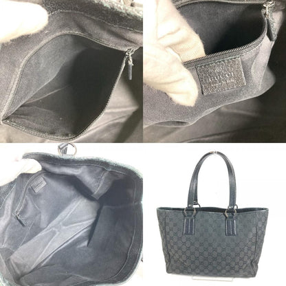 Gucci Shoulder Bag Logo GG Canvas Leather Black — view 8