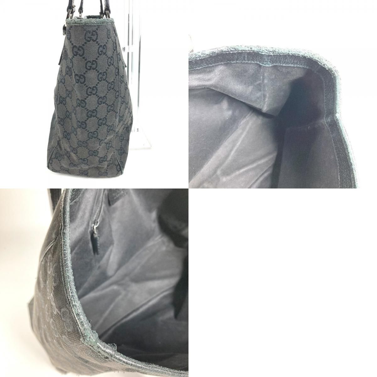 Gucci Shoulder Bag Logo GG Canvas Leather Black — view 9