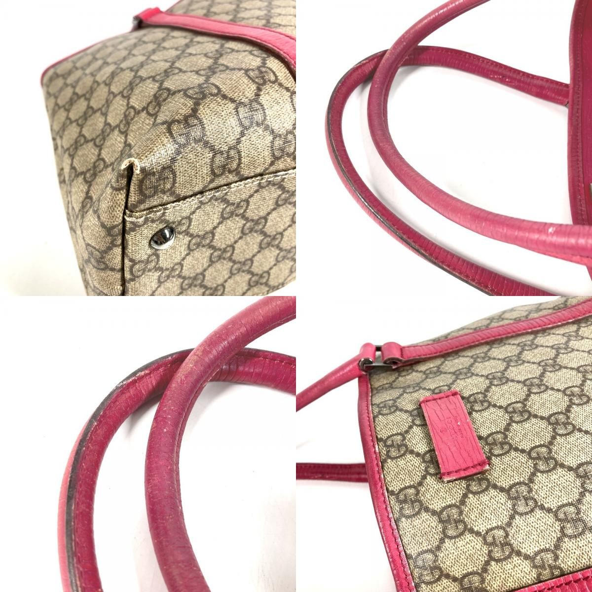 Gucci Shoulder Bag Logo GG Supreme Canvas Pink — view 7