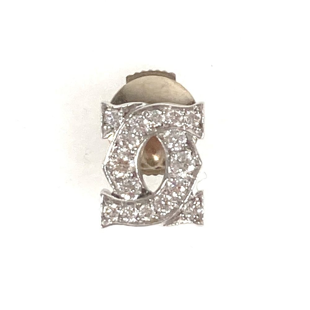 Cartier Earrings Entrelace Diamond 2C Logo Single Silver
