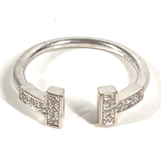 Tiffany & Co Ring T Wire Diamond Logo Silver