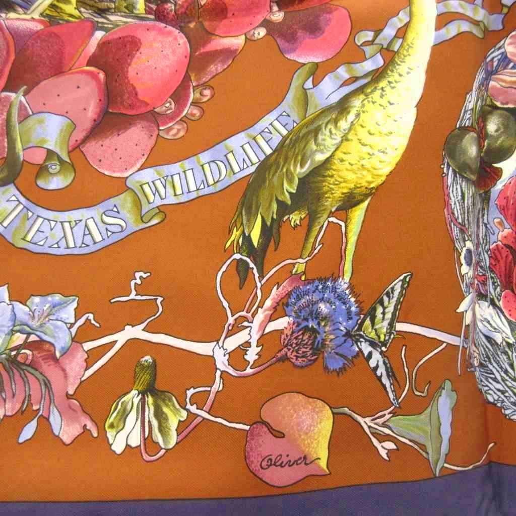 Hermes Carre 90 Faune Et Flore du Texas Illustrated Encyclopedia of Fauna and — view 5