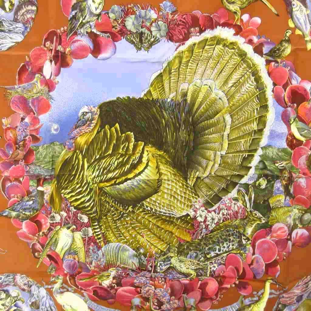 Hermes Carre 90 Faune Et Flore du Texas Illustrated Encyclopedia of Fauna and — view 2