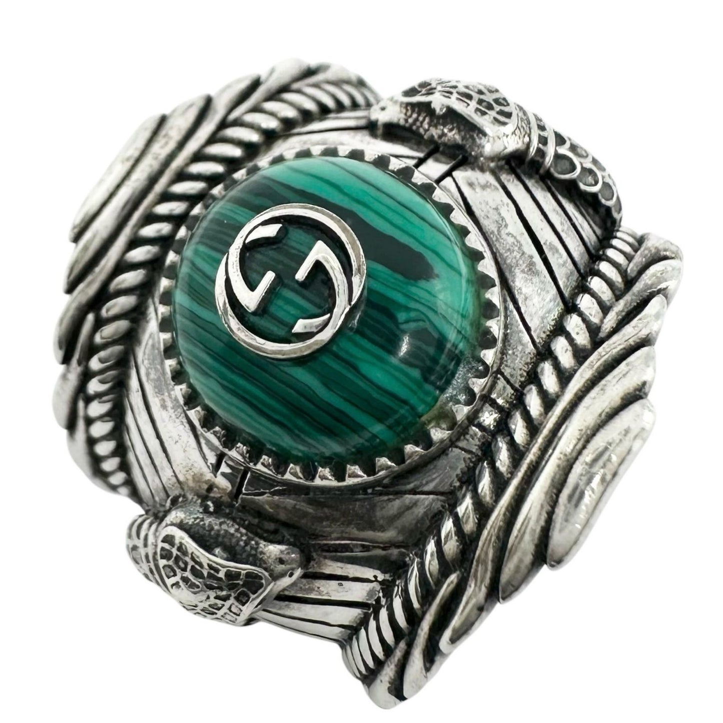 Gucci Ring Snake Malachite Silver