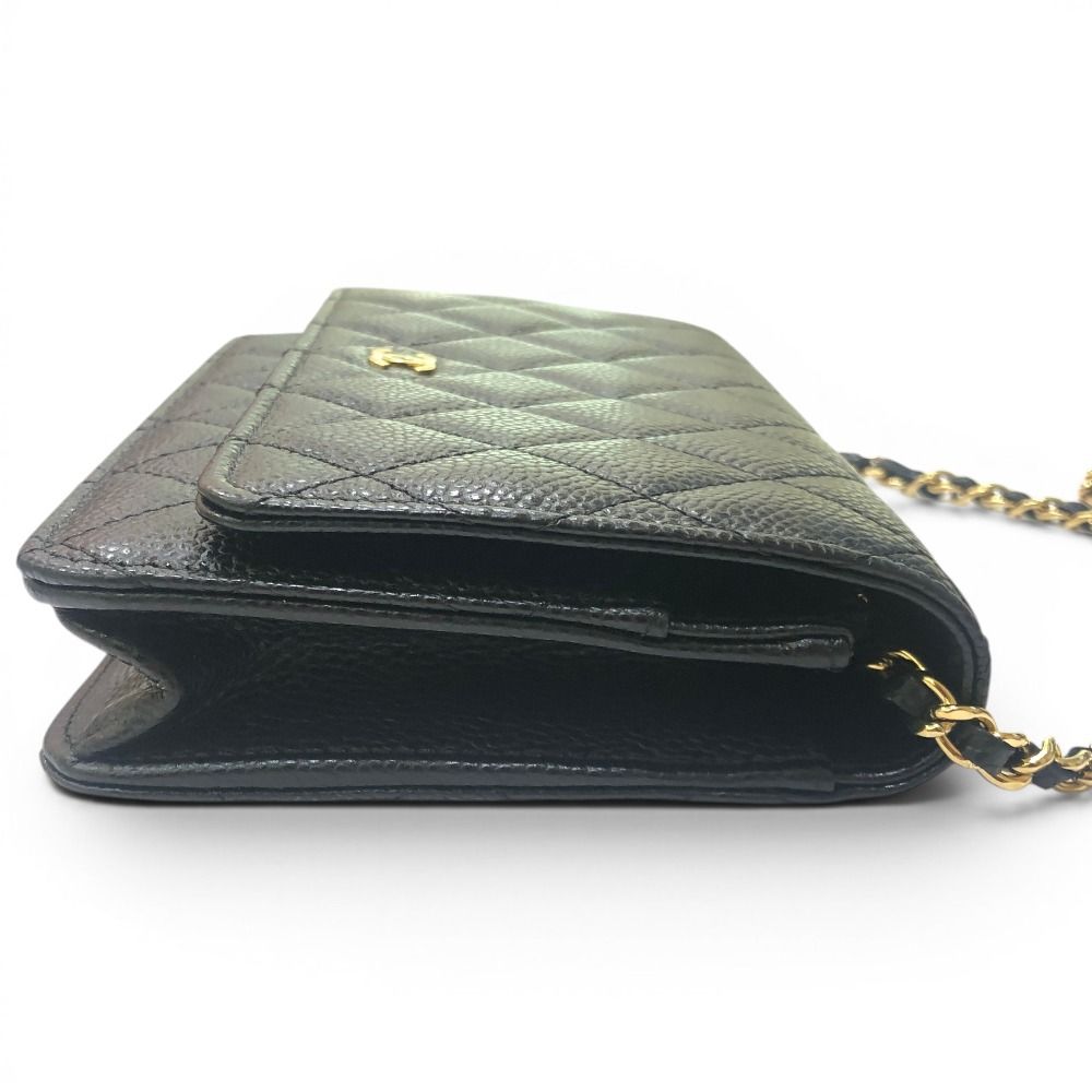 Chanel Shoulder Bag CC Logo Chain Wallet Caviar Leather Black — view 4