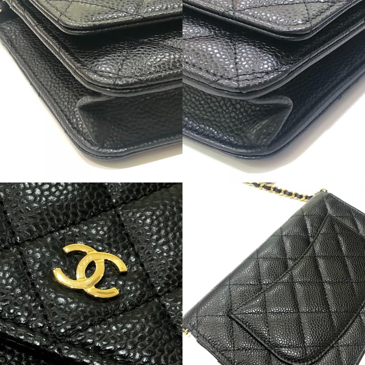 Chanel Shoulder Bag CC Logo Chain Wallet Caviar Leather Black — view 6
