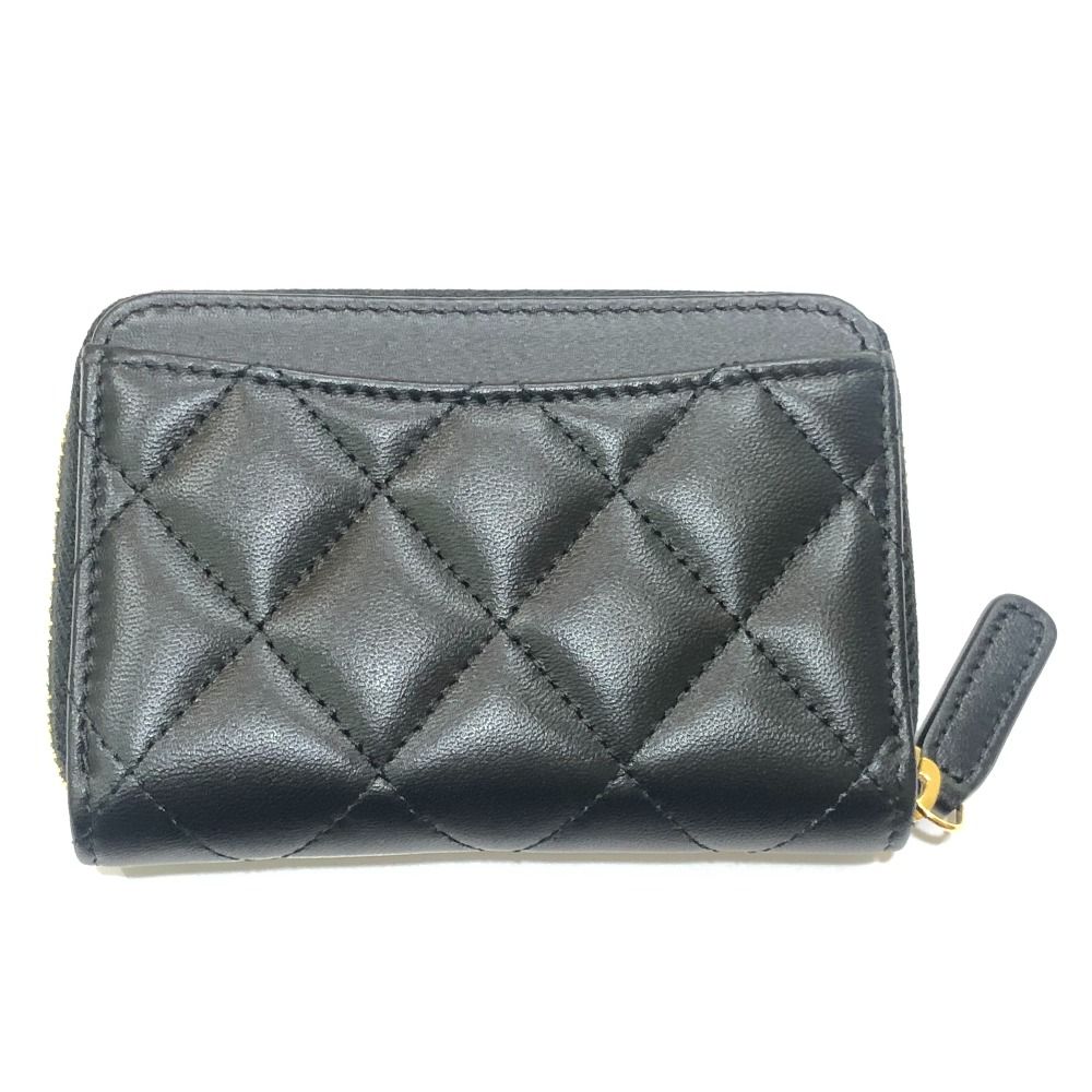 Chanel Coin Case CC Logo Classic Zip Lambskin Black — view 2