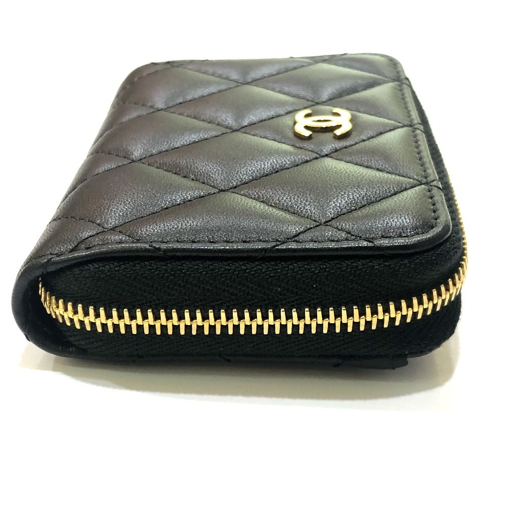 Chanel Coin Case CC Logo Classic Zip Lambskin Black — view 3