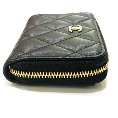 Chanel Coin Case CC Logo Classic Zip Lambskin Black — view 3