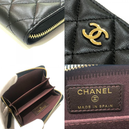 Chanel Coin Case CC Logo Classic Zip Lambskin Black — view 8