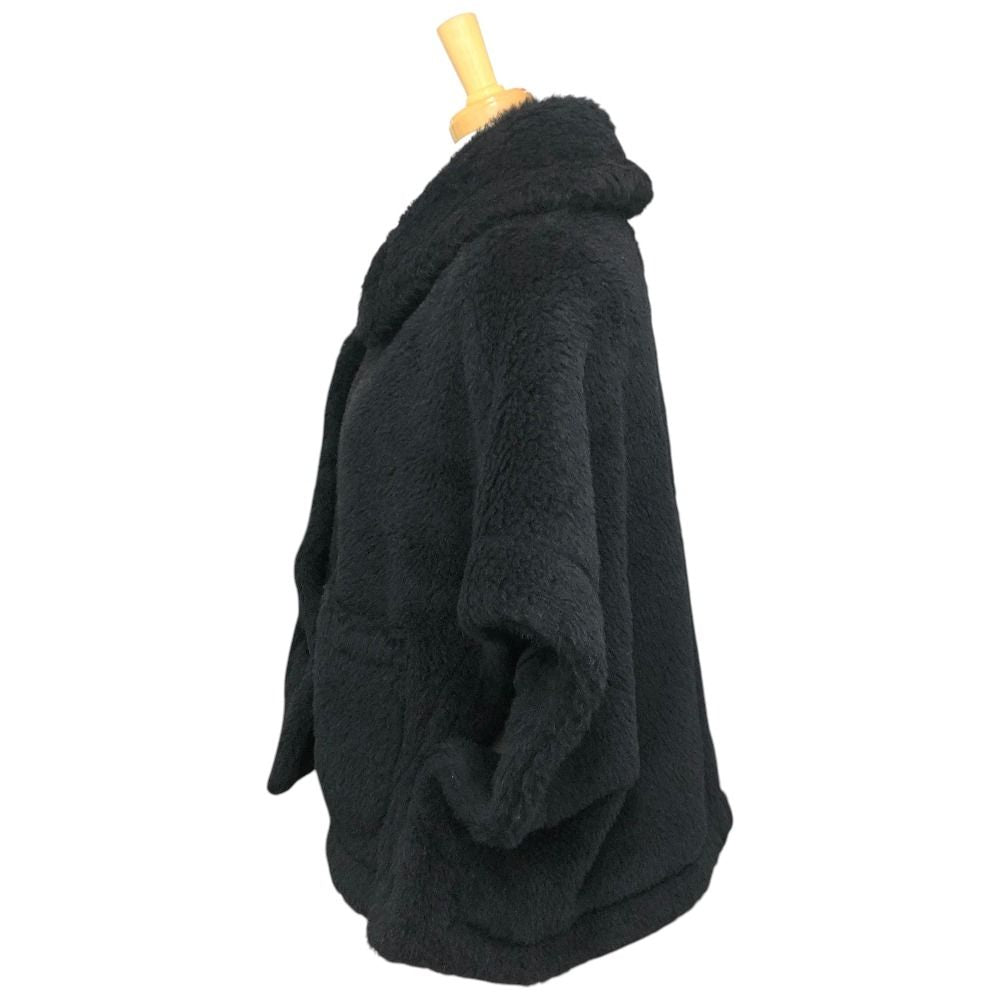 Max Mara Poncho Teddy Bear Nuterzo Cape Alpaca Black — view 4